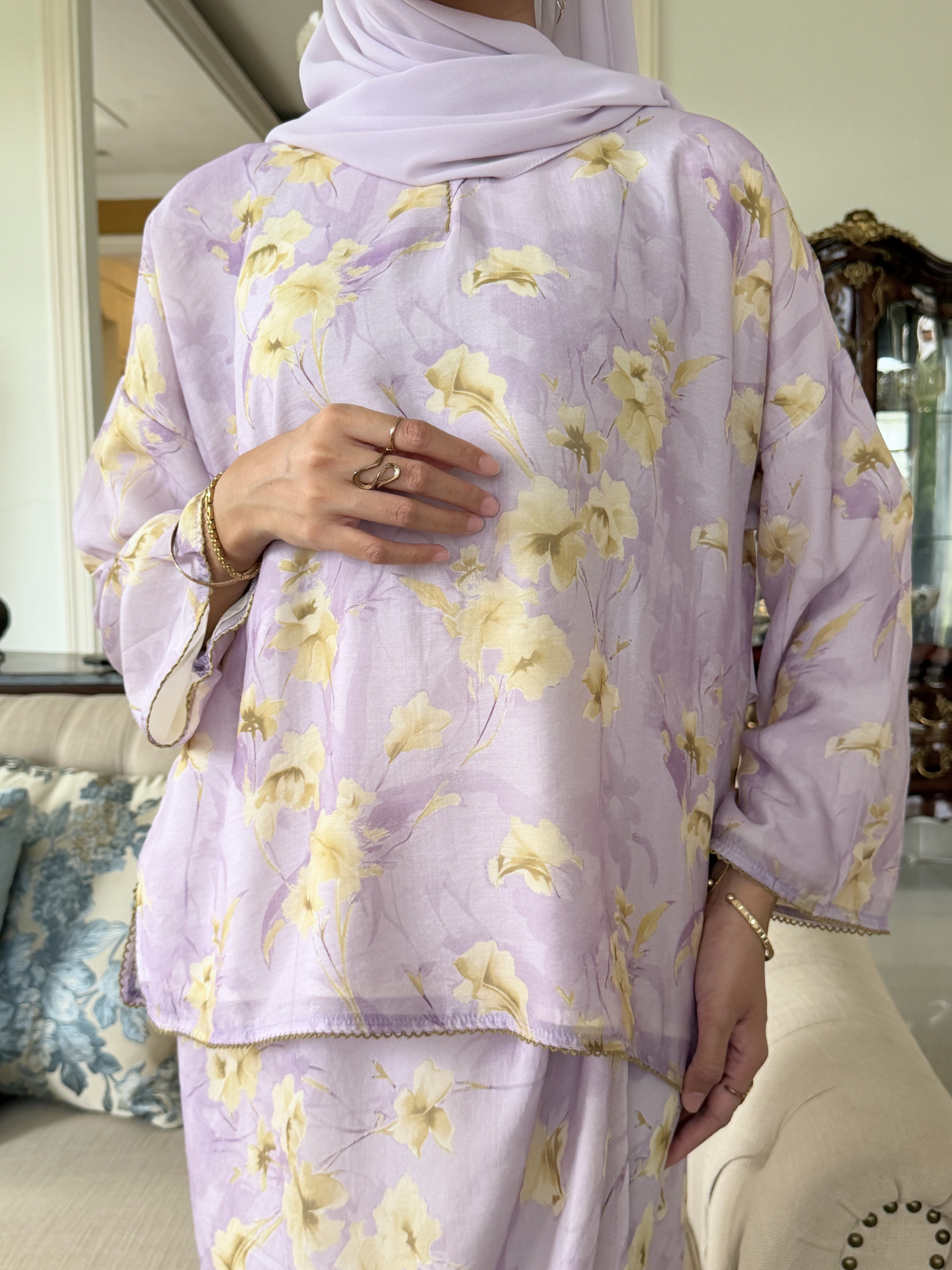 Maya Kurung Kedah Set in Lilac