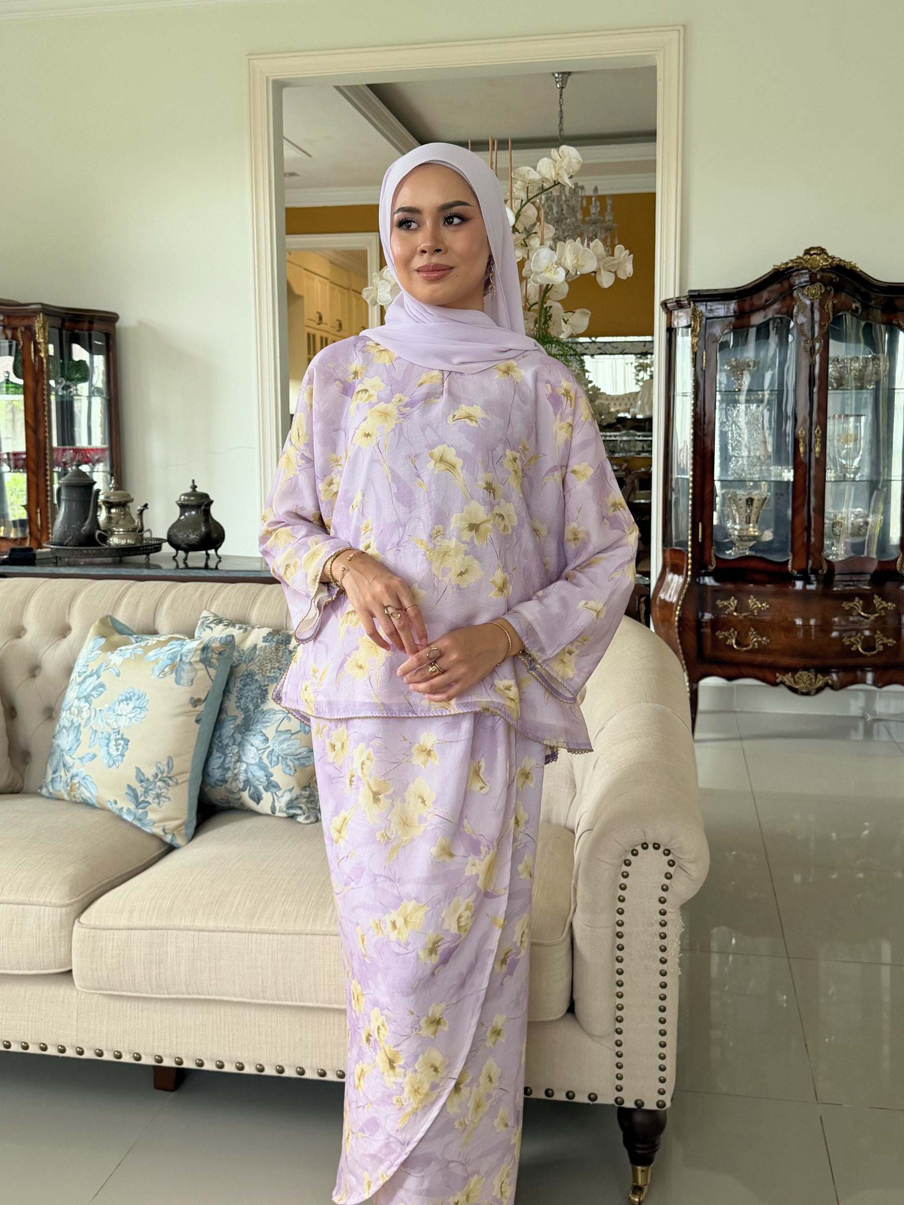 Maya Kurung Kedah Set in Lilac