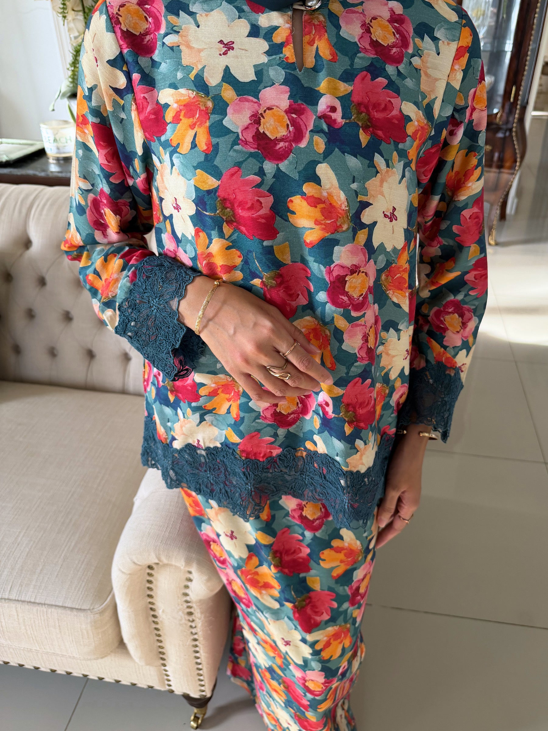 Nara Kurung Kedah Set in Teal